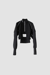 Perforated zip sweater w