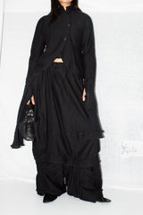 Skirt Layered Wool Trousers