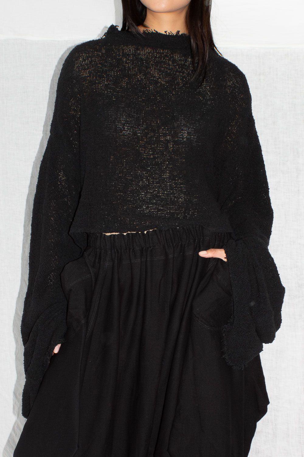 Mesh Knit Long Sleeve Sweater - NELLY JOHANSSON
