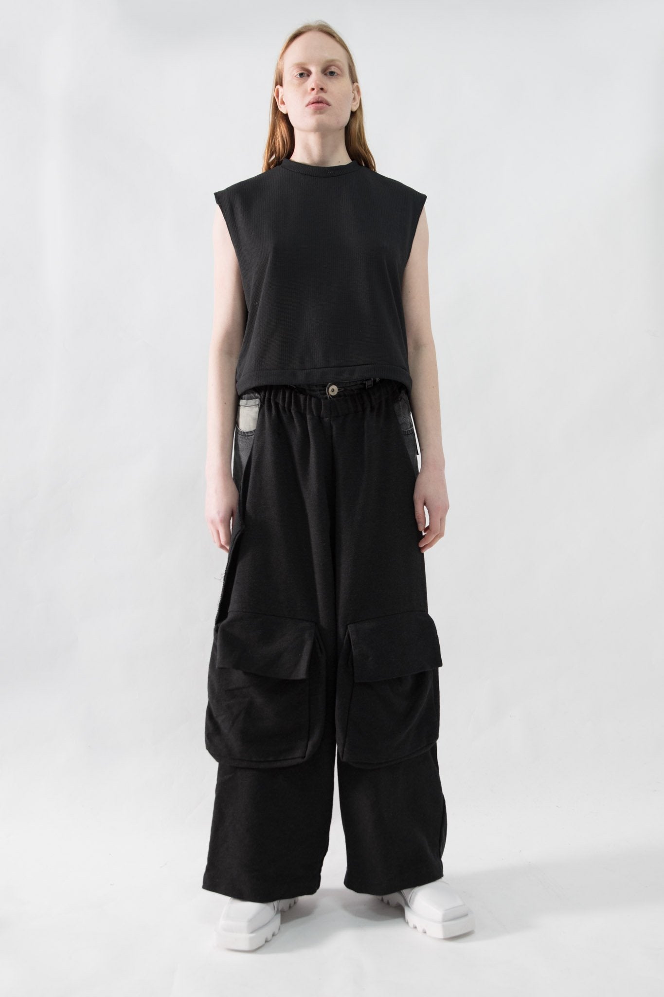 Perforated Crop Crew Neck Top - CARL IVAR