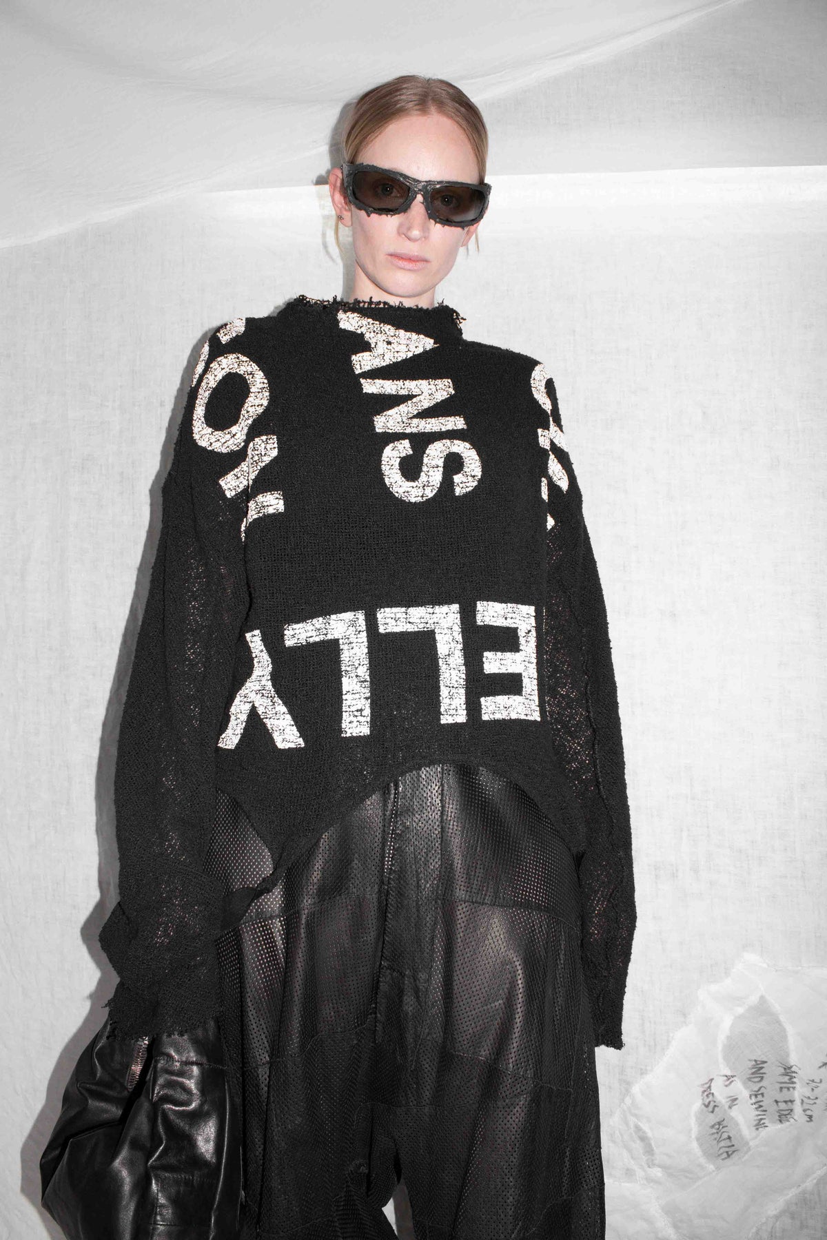 Printed Mesh Knit Sweater by NELLY JOHANSSON, cotton and polyester – view 3 of 7