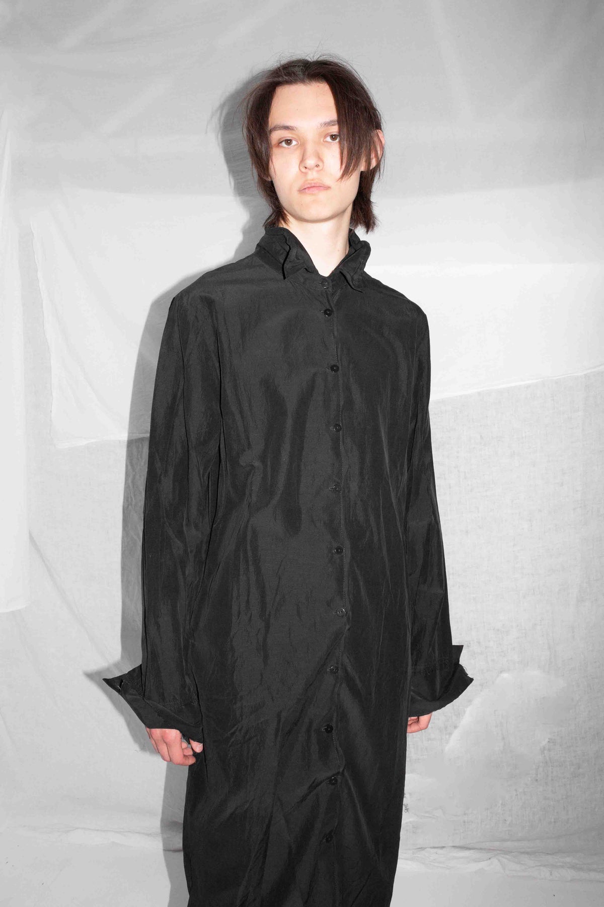 Sculptural Long Shirt by NELLY JOHANSSON, cotton and cupro – view 1 of 5