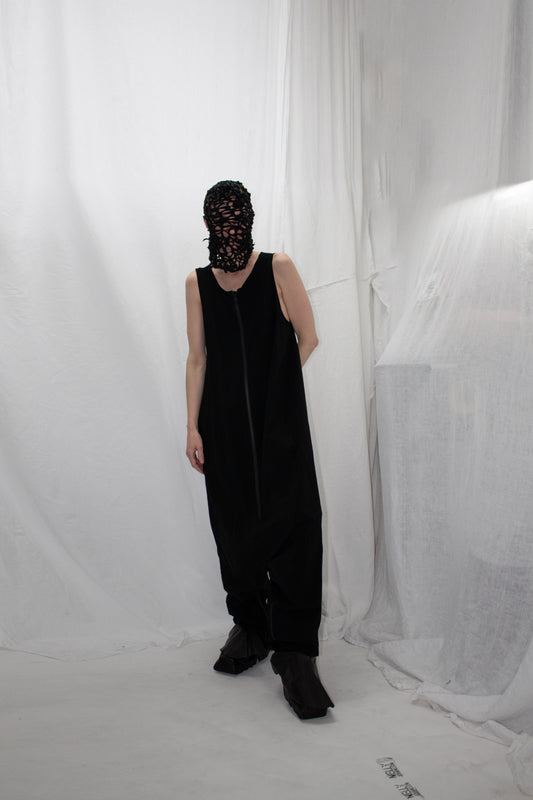 NELLY JOHANSSON 2023–24 collection: masked model in a black sleeveless dress 25