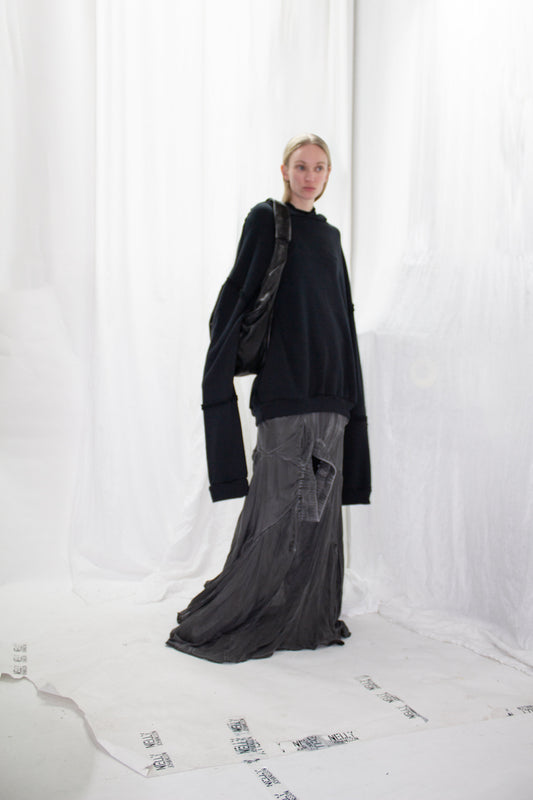 NELLY JOHANSSON 2023–24 collection: black jacket with a long black satin skirt 36