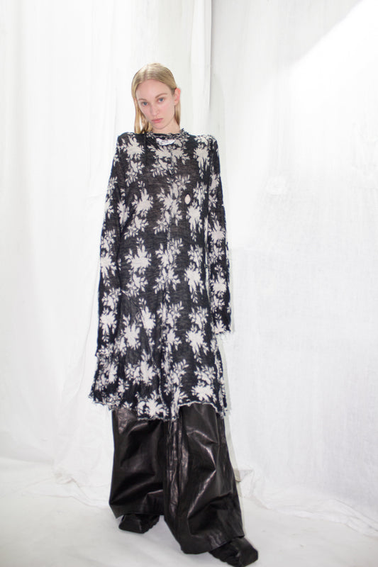 NELLY JOHANSSON 2023–24 collection: black-and-white floral print dress over wide trousers 43