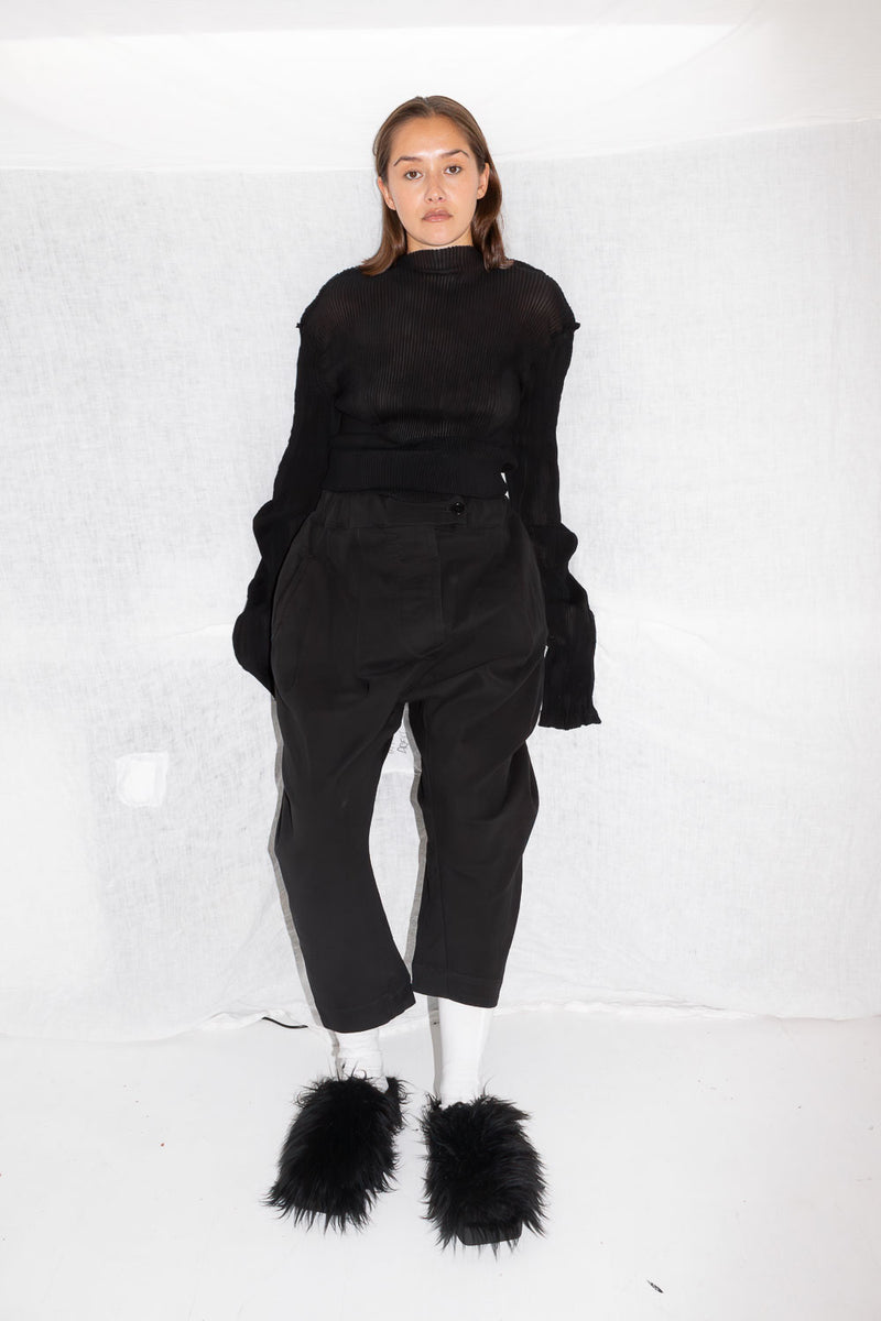 Cropped Pleat Trousers