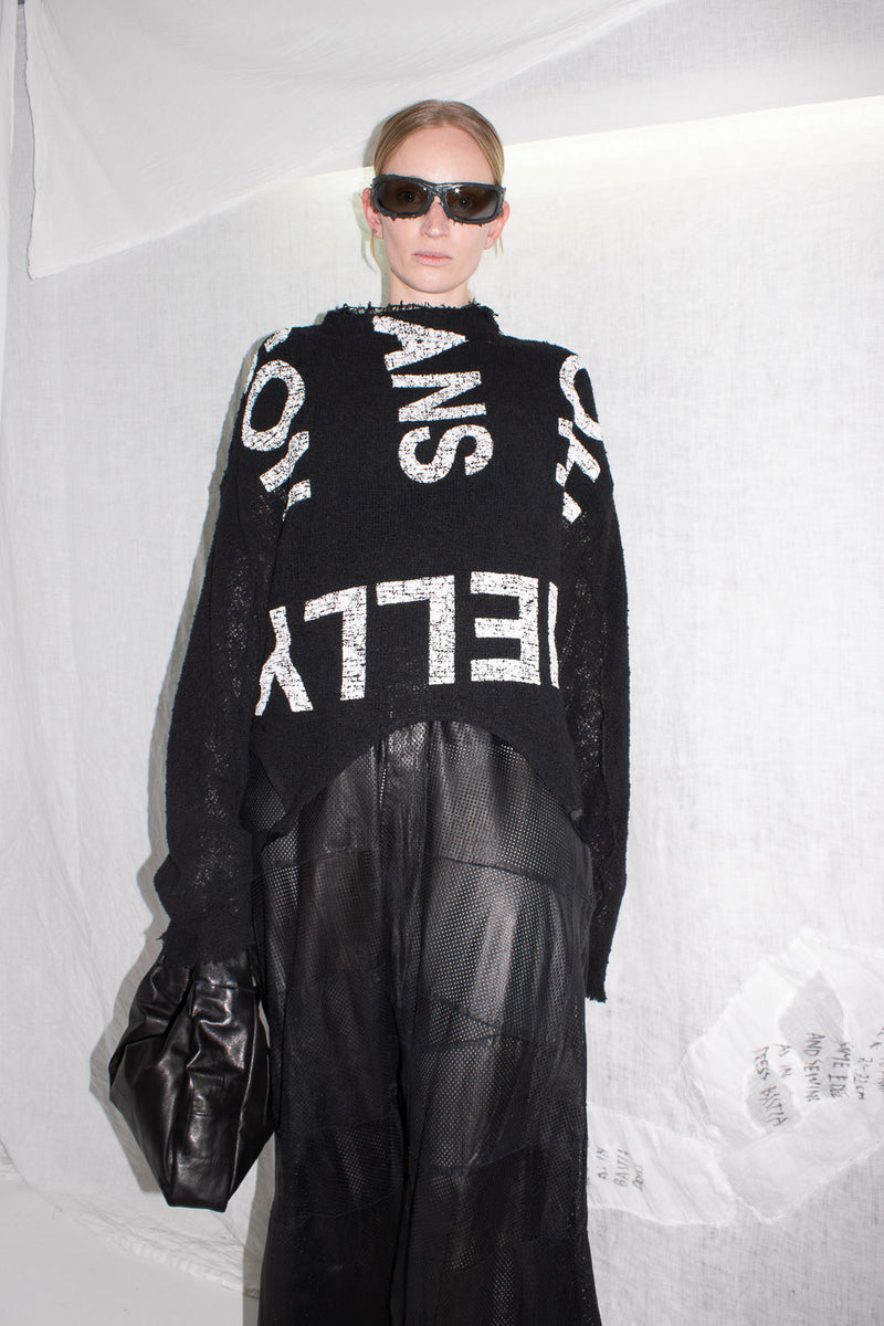 Printed Mesh Knit Sweater