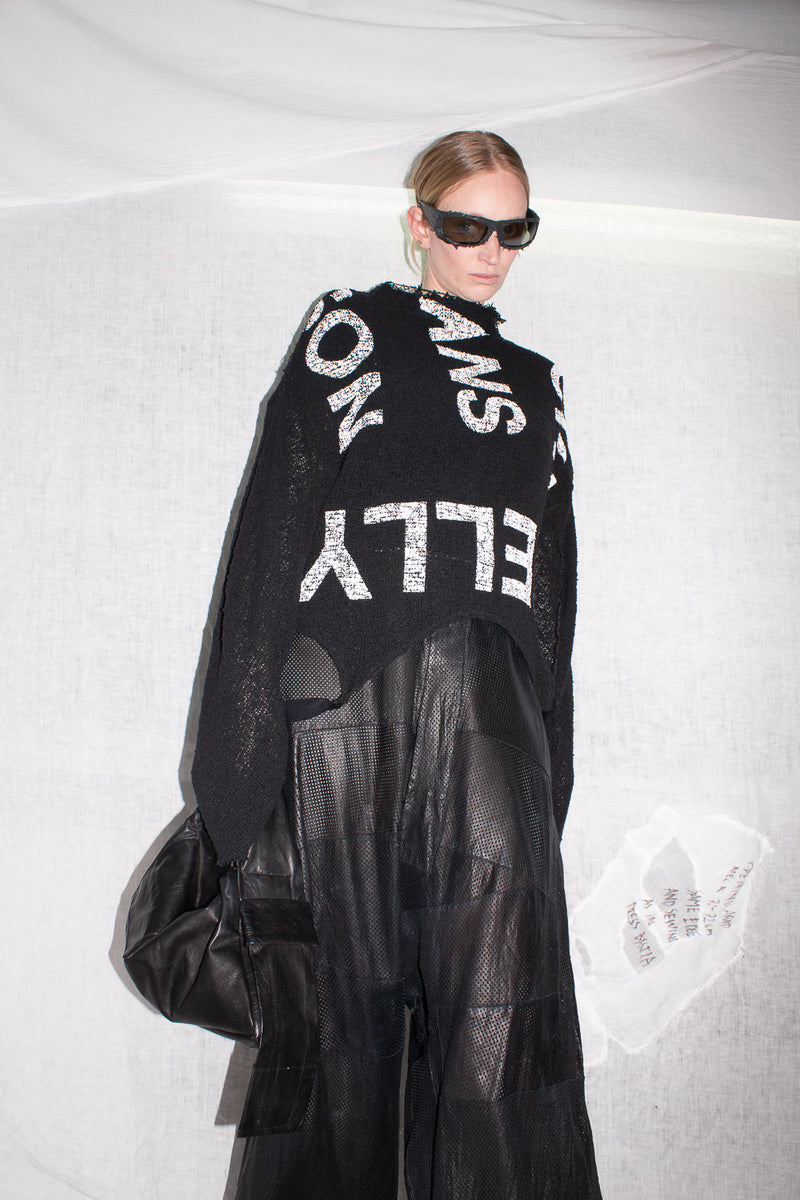 Printed Mesh Knit Sweater