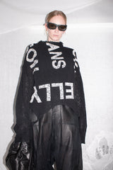 Printed Mesh Knit Sweater