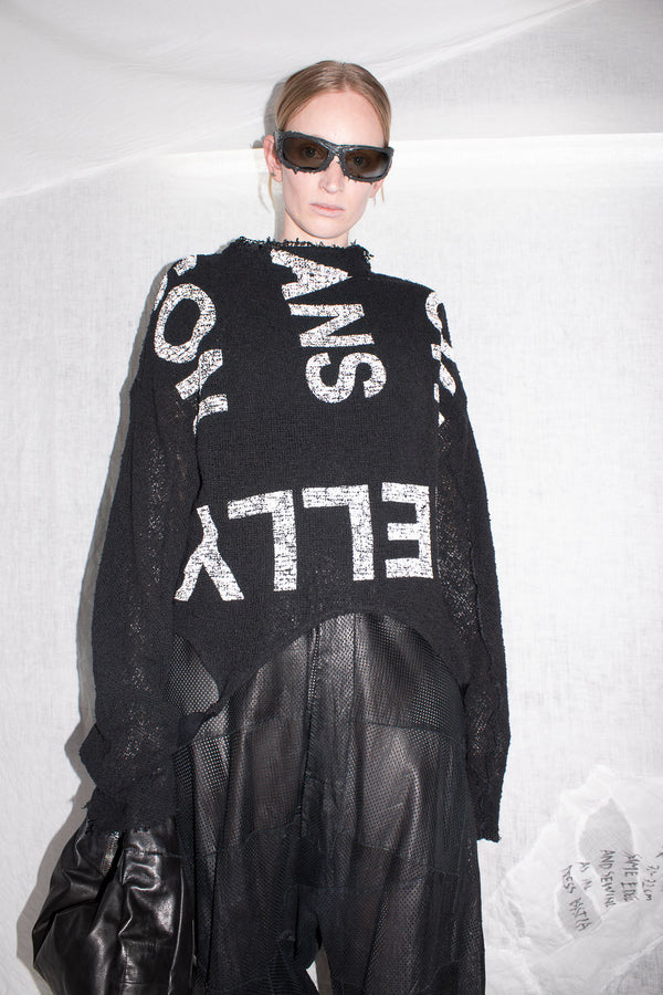 Printed Mesh Knit Sweater