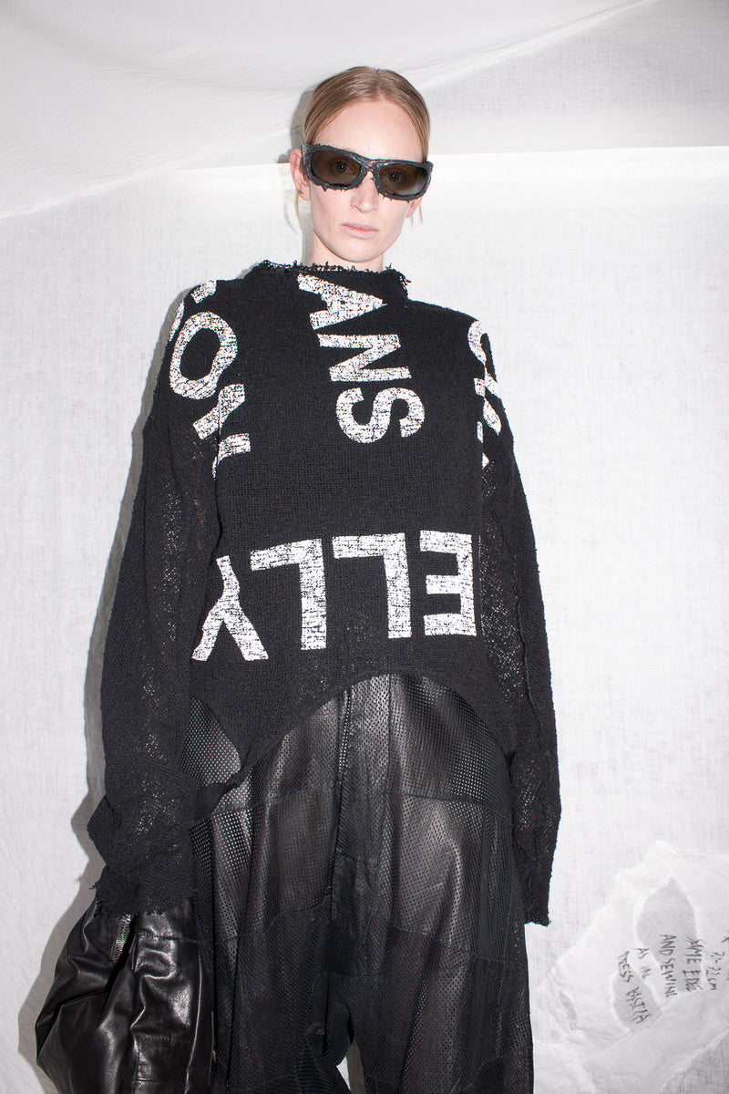 Printed Mesh Knit Sweater