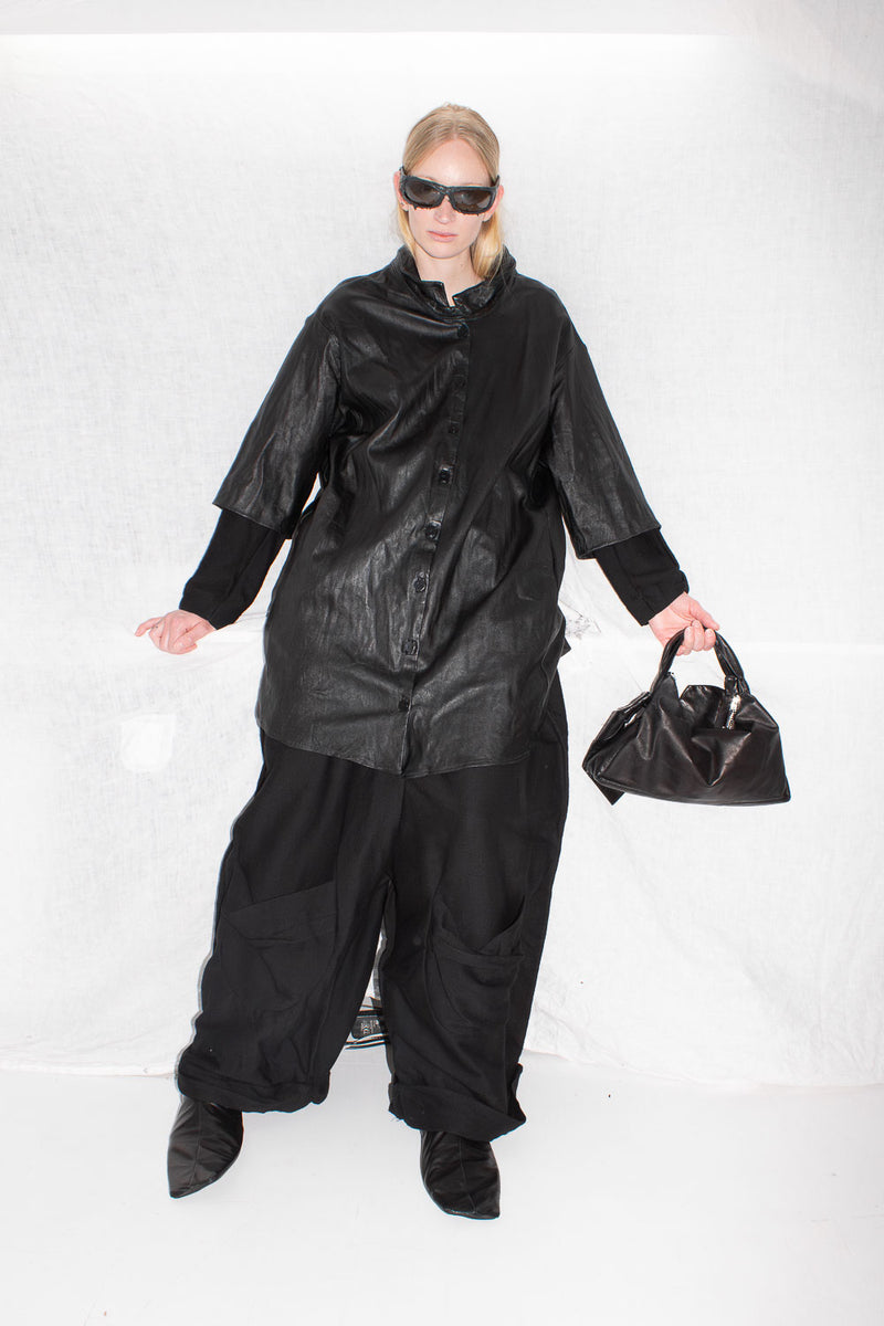 Short Sleeve Leather Shirt