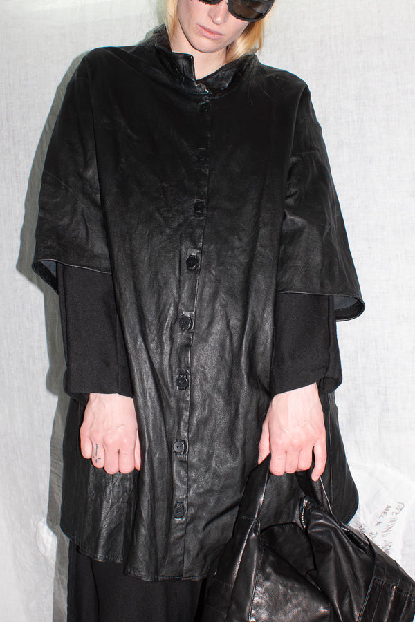 Short Sleeve Leather Shirt