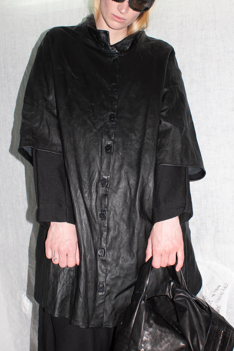 Short Sleeve Leather Shirt