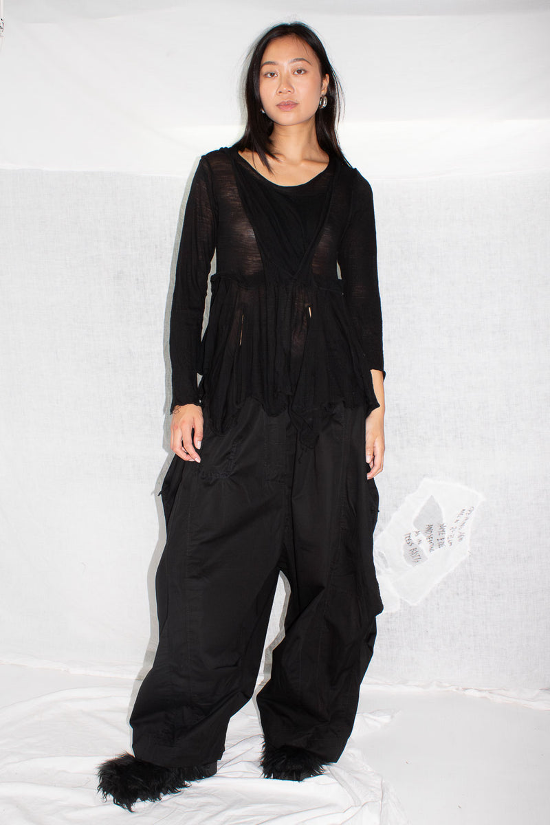 Draped Wool Knit Sweater