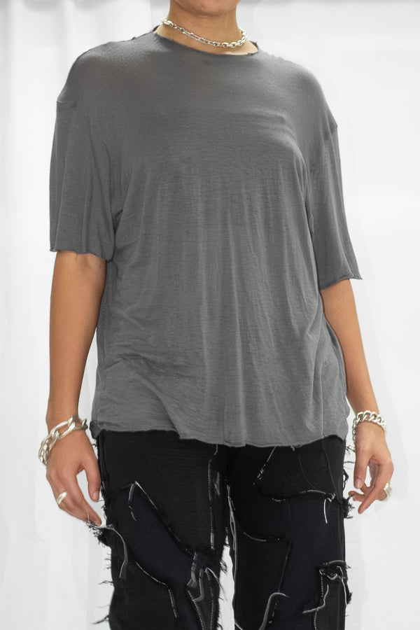 Grey Silk Blend T-shirt