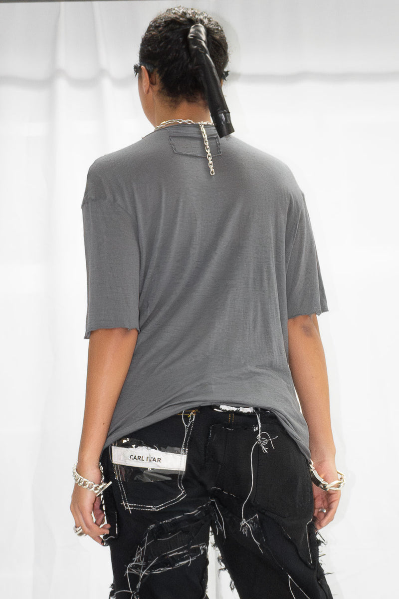 Grey Silk Blend T-shirt