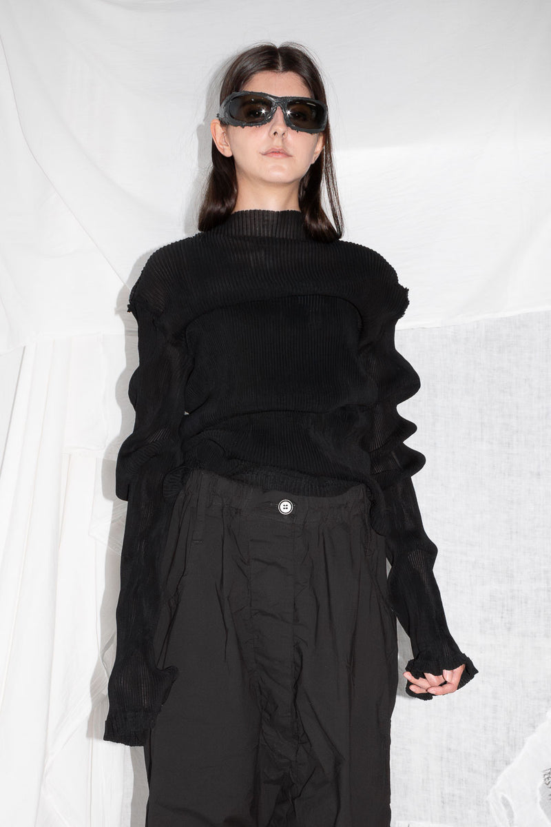 Pleated Long Sleeve Top