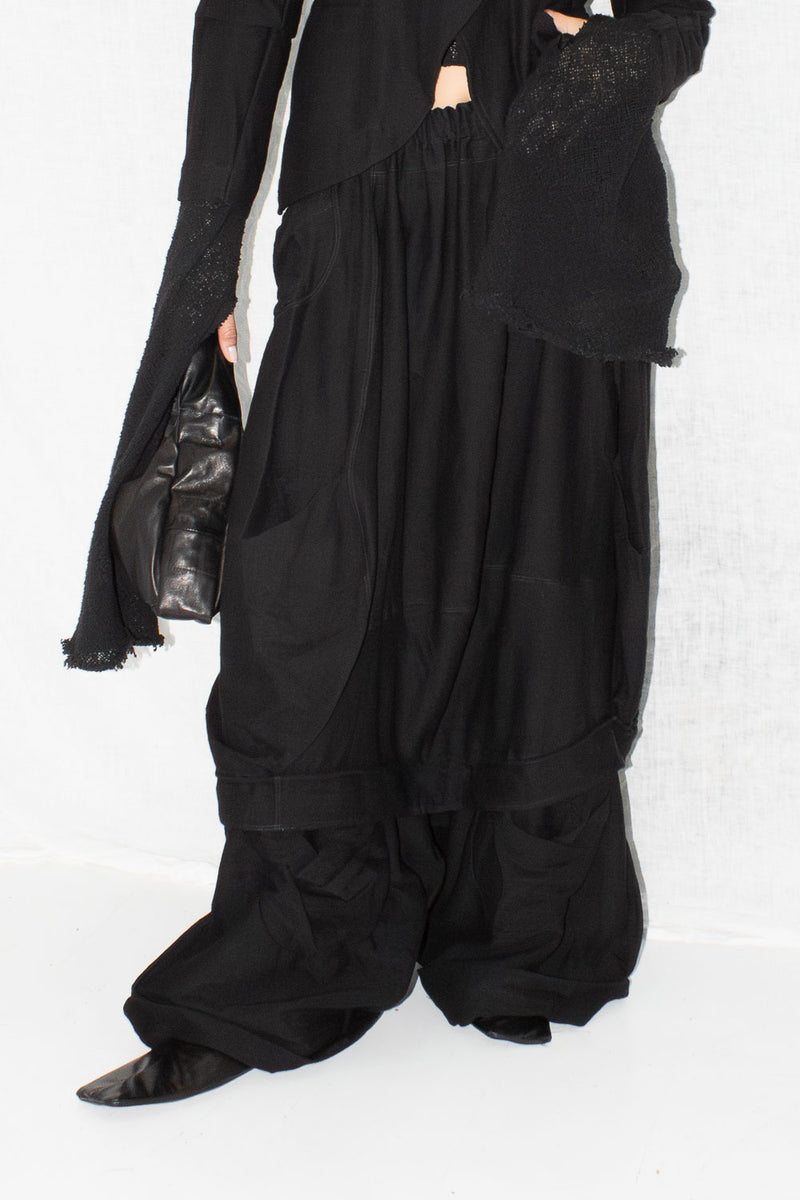 Skirt Layered Wool Trousers